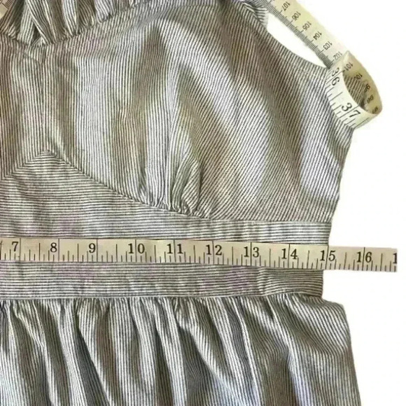 TOMMY HILFIGER sweetheart sun dress chambray blue stripe ruffle women size 4 - Picture 11 of 12